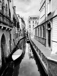 Canal amidst buildings against sky in city