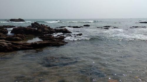 Scenic view of sea against clear sky