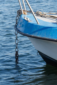 High angle view of sailboat in sea