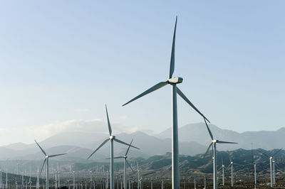 Large wind turbine farm near palm desert, california