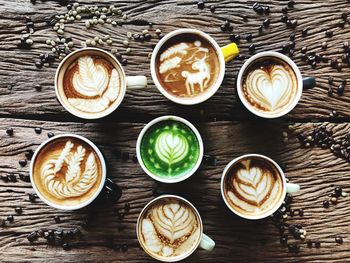 High angle view of coffee on table