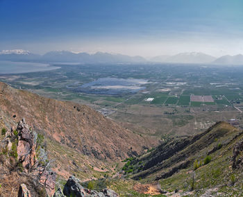 High angle view of landscape against sky