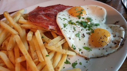 Close-up of breakfast served in plate