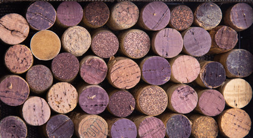 Full frame shot of logs in forest