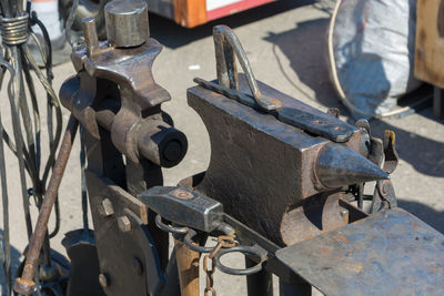 High angle view of old machinery