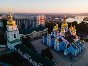 High angle view of buildings in city