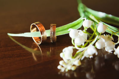 Close-up of flowers on table