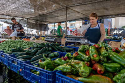 Vegetables for sale at market stall