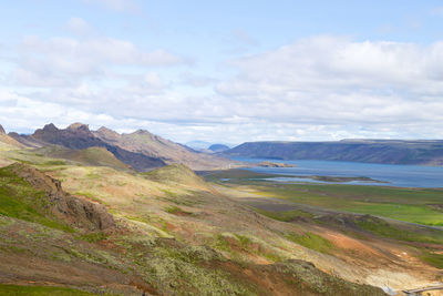 Scenic view of landscape against cloudy sky