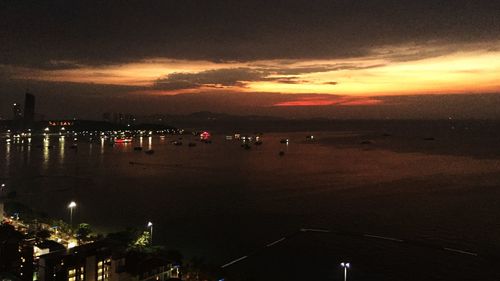 Illuminated cityscape at night