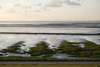 Scenic view of sea against sky during sunset