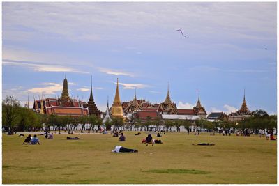 View of lawn in front of building