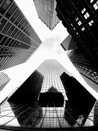 Low angle view of modern buildings against sky