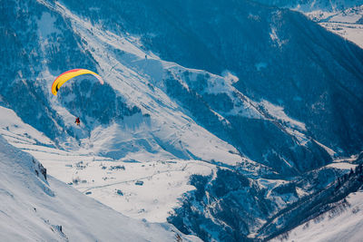 Aerial view of snowcapped mountain