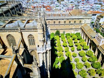 High angle view of temple building