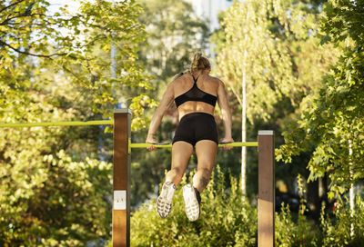 Woman exercising outdoors