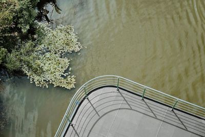 High angle view of balcony over lake