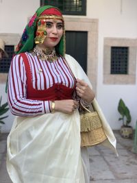 Portrait of woman wearing traditional clothing