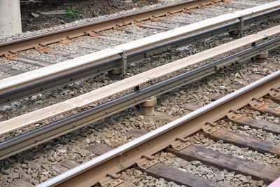 High angle view of railroad tracks