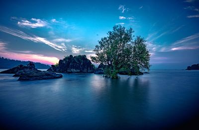 Scenic view of sea against sky during sunset