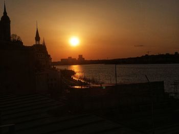 Silhouette of buildings against sky during sunset