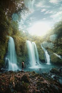 Scenic view of waterfall