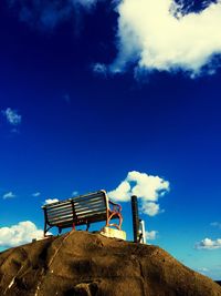 Low angle view of built structure against blue sky