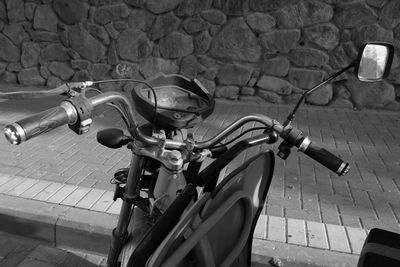 View of motorcycle parked on street