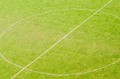 High angle view of soccer field