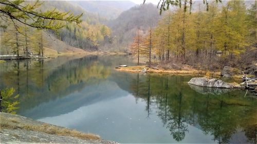 Scenic view of lake and mountains