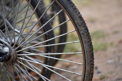 Close-up of bicycle wheel