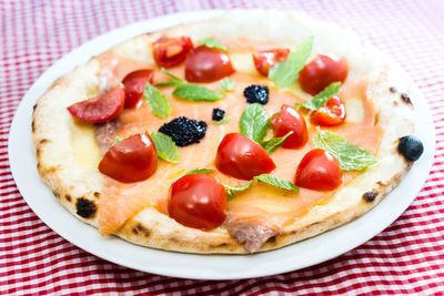 Close-up of food in plate on table