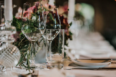 Close-up of place setting on table at restaurant