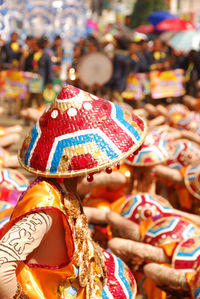 Rear view of woman wearing hat