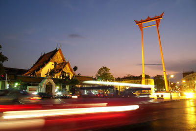 View of illuminated church at night