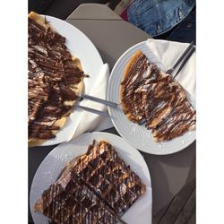 High angle view of food in plate on table