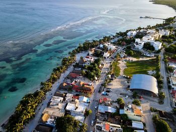 High angle view of beach and buildings