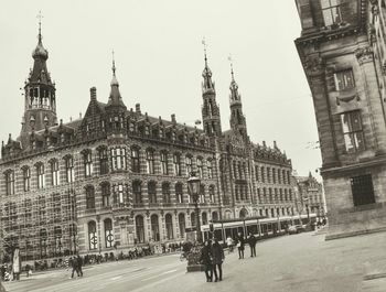 Tourists in front of historical building