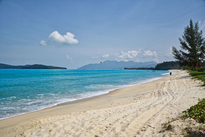 Scenic view of beach against sky