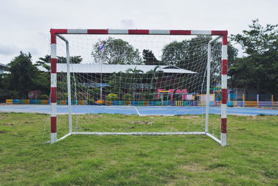 View of soccer field against sky