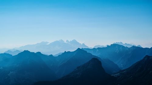 Scenic view of mountains against clear sky