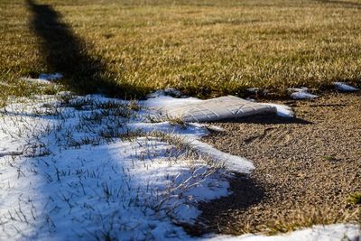 Firstbase in winter on american softball field