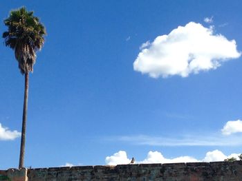 Low angle view of built structure against blue sky