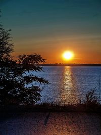Scenic view of sunset over sea