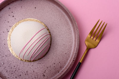 High angle view of empty plate on table