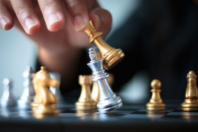 Close-up of chess playing