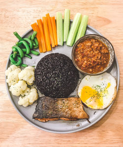 High angle view of food on table