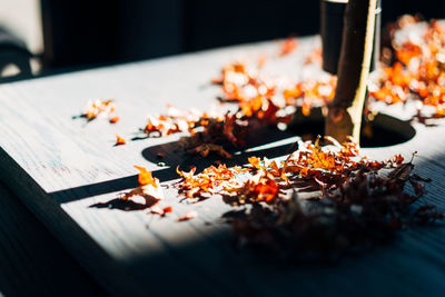 High angle view of food on table