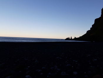 Scenic view of sea against clear sky during sunset