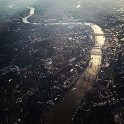 Aerial view of cityscape with thames river